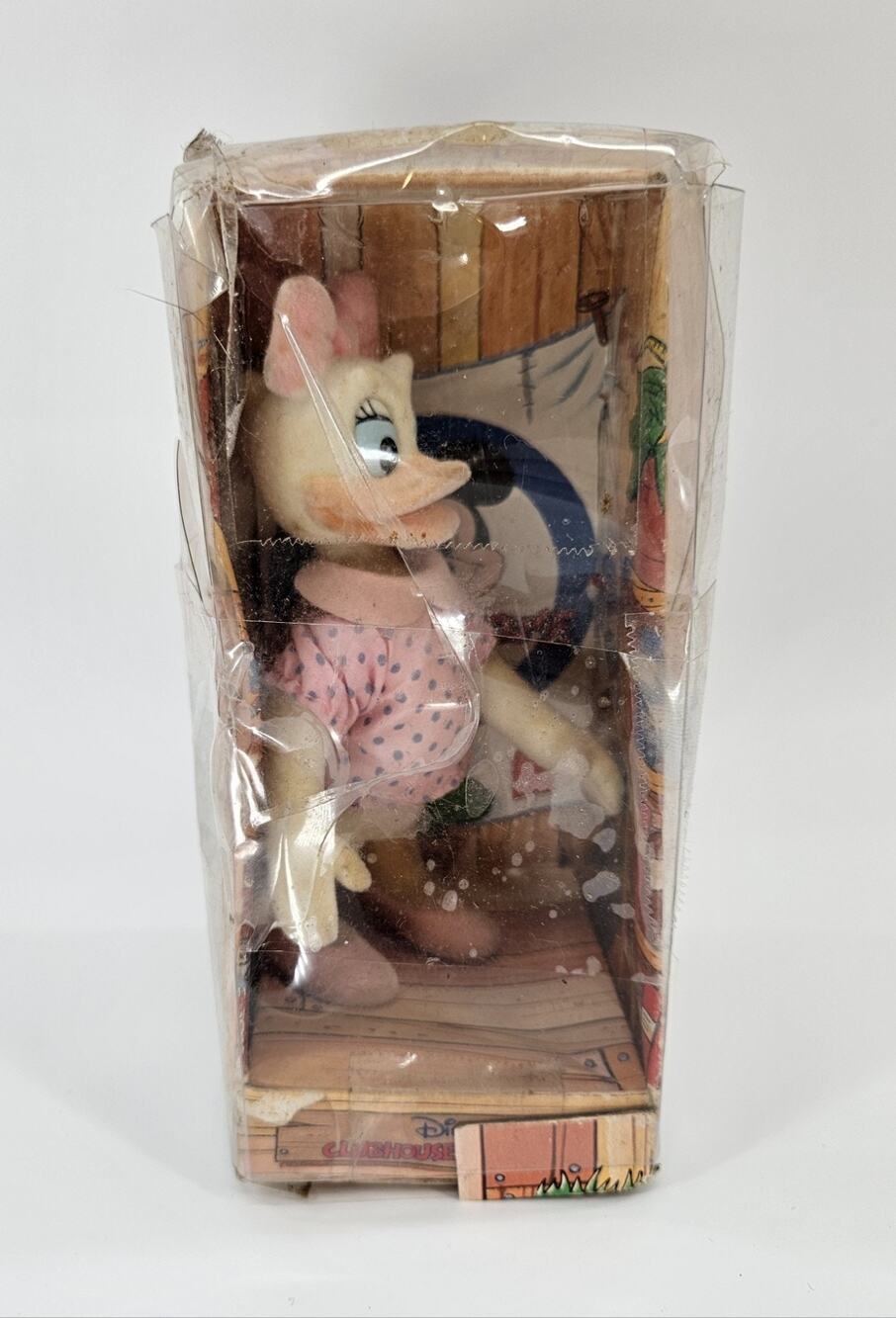 Vintage 1987 Disney Clubhouse Collection Daisy Duck Flocked Figure Applause Box
